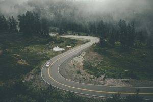 nature, Road, Mist, Trees, Car