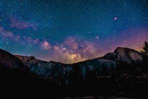 stars, Space, Landscape, Mountains