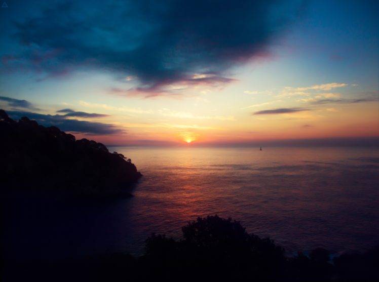 nature, Water, Sunset, Sea, Clouds, Boat, Sky, Sun HD Wallpaper Desktop Background