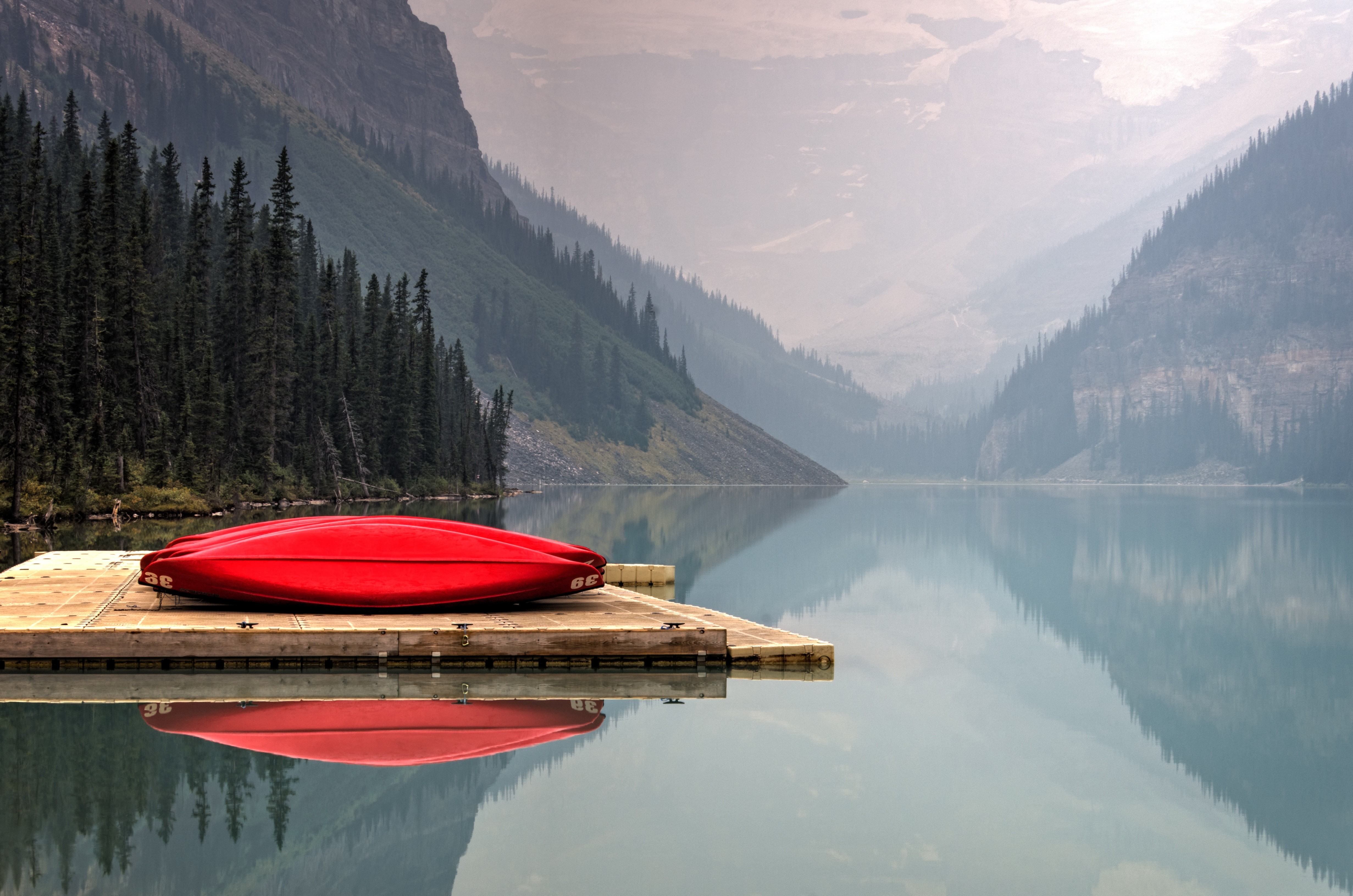 nature, Water, Trees, Lake, Boat, Forest, Mountains, Landscape, Reflection Wallpaper