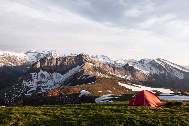 nature, Snow, Tent, Mountains, Landscape, Sky HD Wallpaper Desktop Background