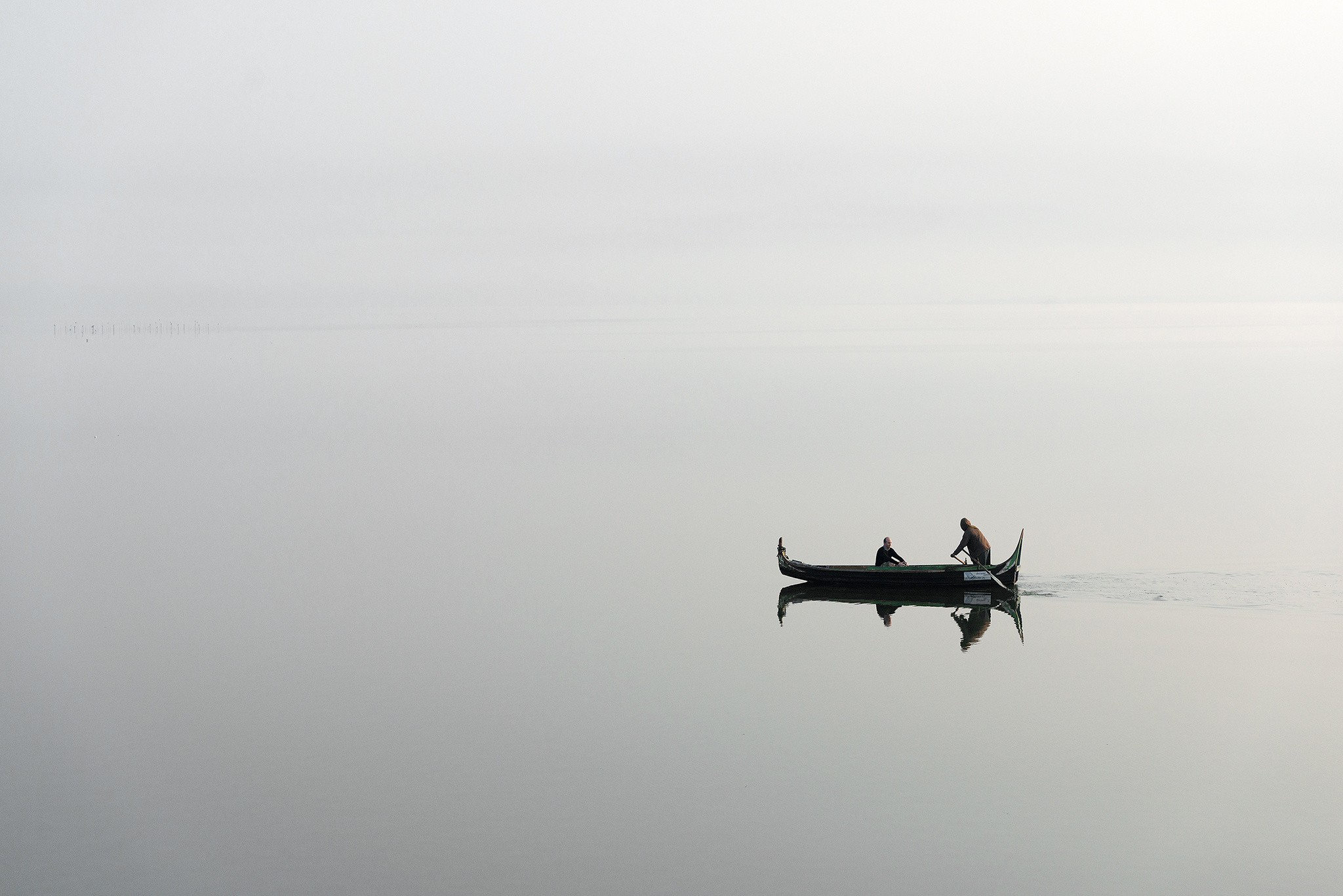 fisherman, Tourists, Photography, Nature, Landscape, Reflection, Alone, Monochrome, Mist, Boat Wallpaper