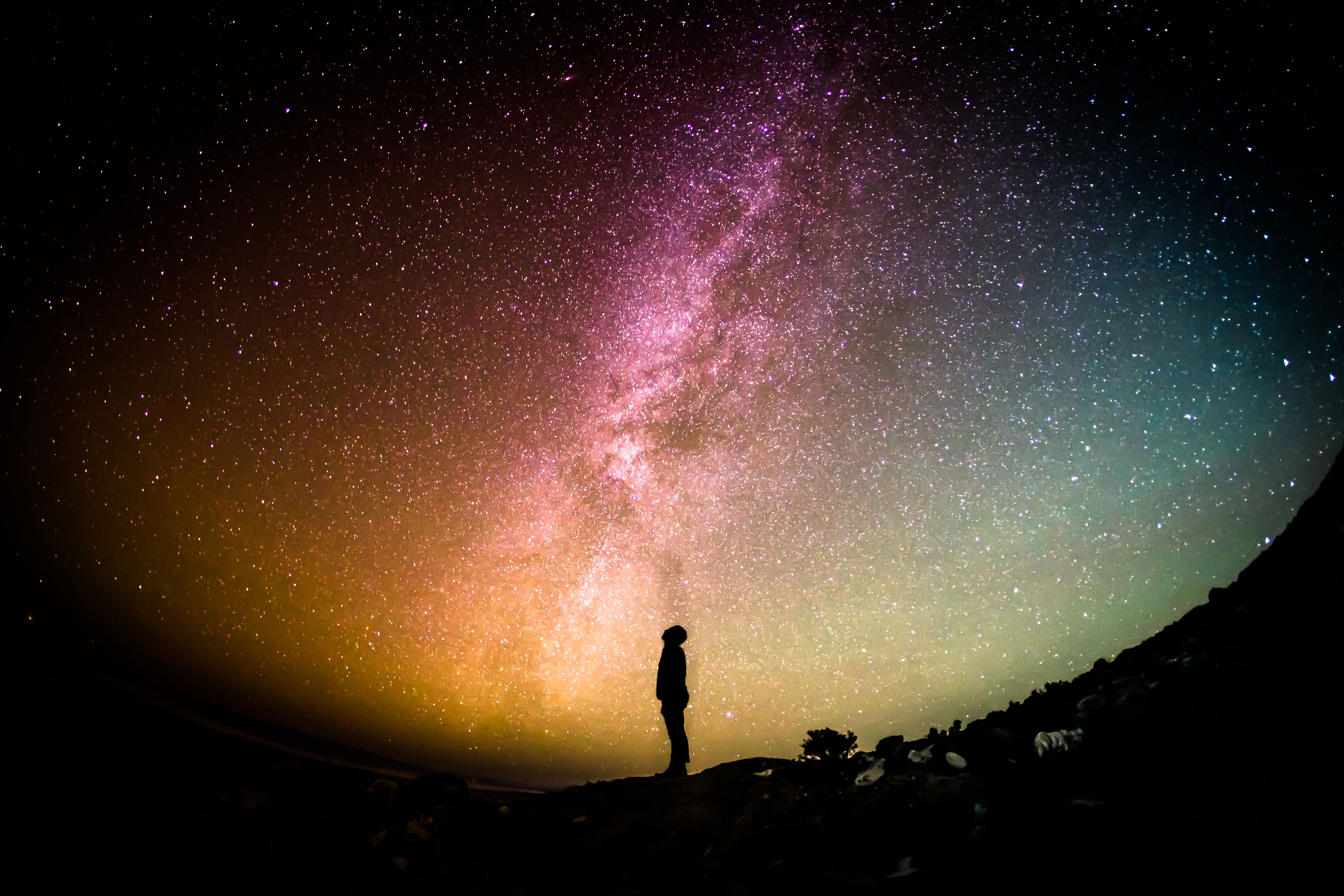 stars, Sky, Sunset, Night, Universe, Colorful, First person Wallpaper