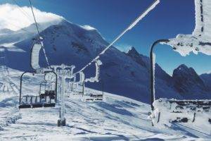 snow, Winter, Ski lifts, Mountains, Funicular