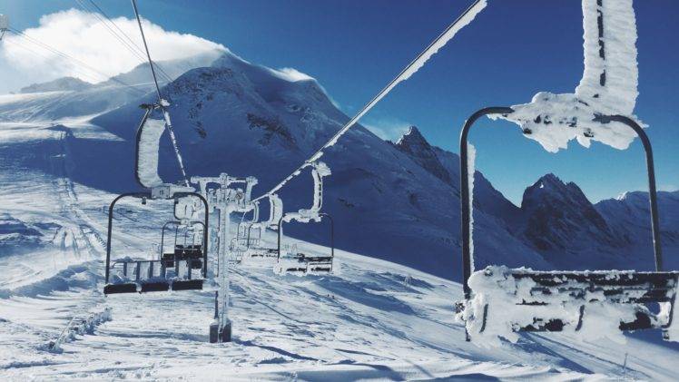snow, Winter, Ski lifts, Mountains, Funicular HD Wallpaper Desktop Background