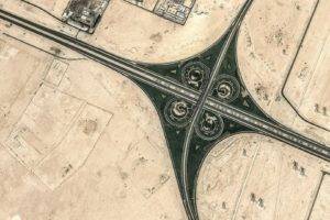 nature, Landscape, Aerial view, Crossroads, Road, Highway, Freeway, Desert, Traffic, Geometry