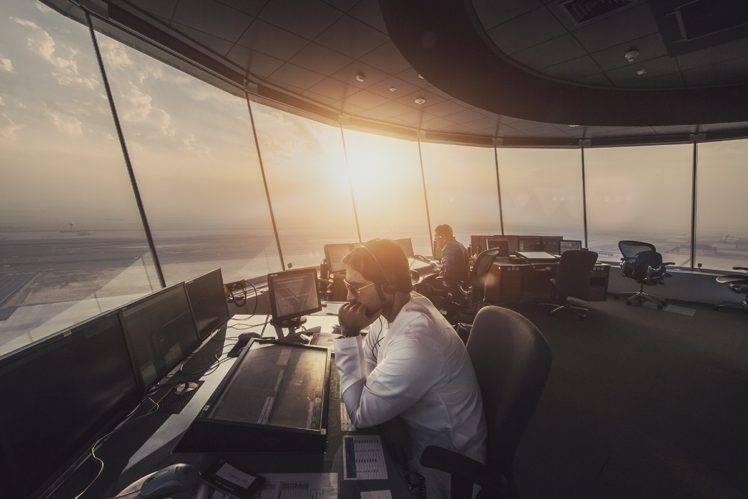 workers, Photography, Airport, Room, Computer, Glass, Sunset, Flight control, Air traffic control HD Wallpaper Desktop Background