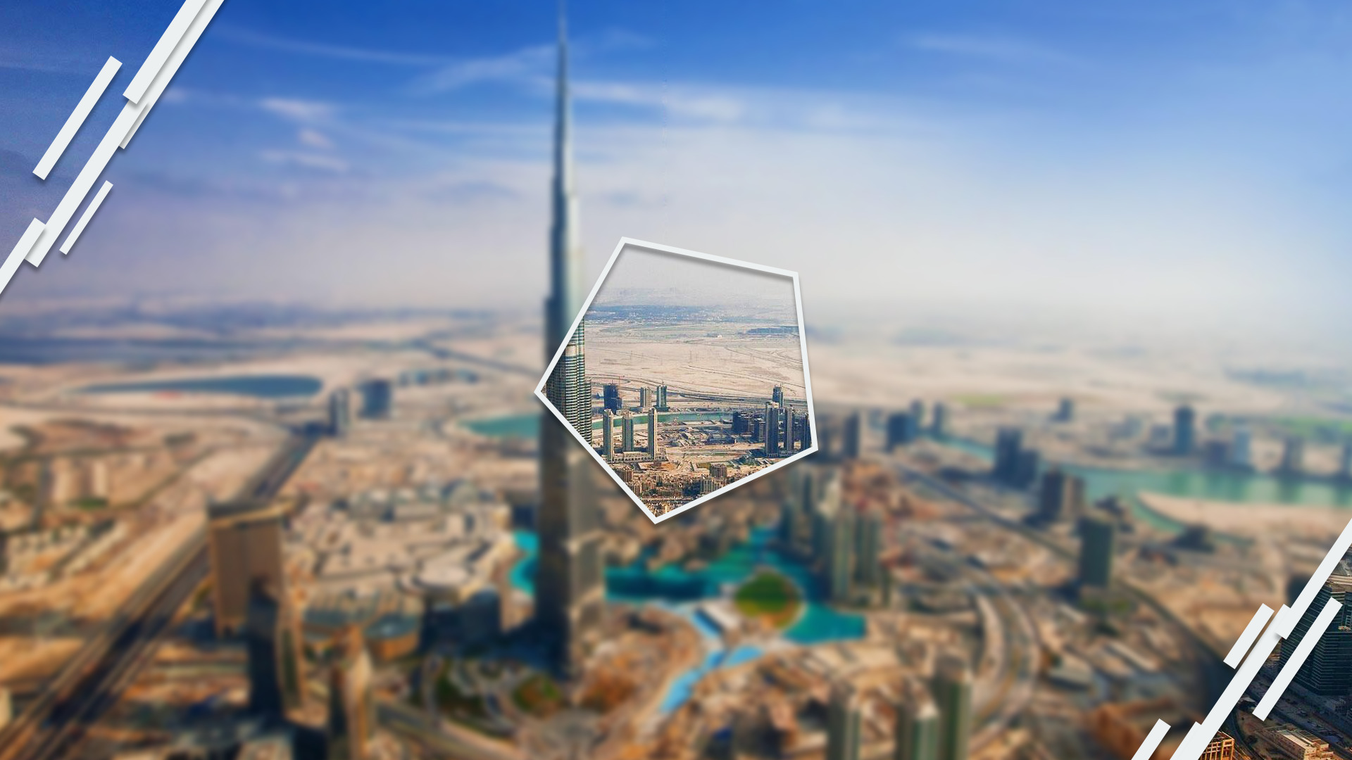 city, Dubai, Digital art, Pentagon, Blurred, Sky, Geometry Wallpaper
