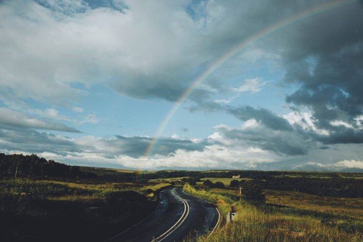 road, Rainbows, Sky, Nature HD Wallpaper Desktop Background