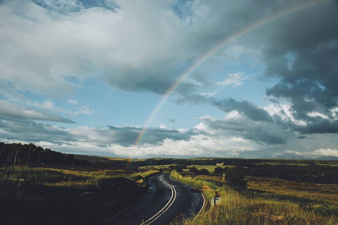 road, Rainbows, Sky, Nature Wallpaper