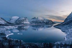 mountains, Lake, Winter, Sky, Nature, Landscape, Reflection