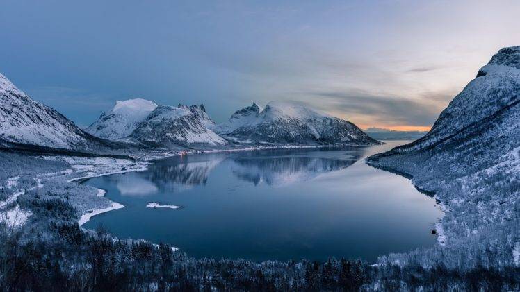 mountains, Lake, Winter, Sky, Nature, Landscape, Reflection HD Wallpaper Desktop Background