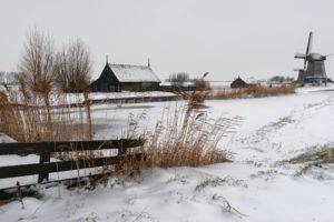 winter, Russia, Village, Landscape, Windmill, Snow