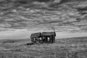 monochrome, Abandoned, Black, White, Empty, Ruins, Sky, Clouds, Landscape