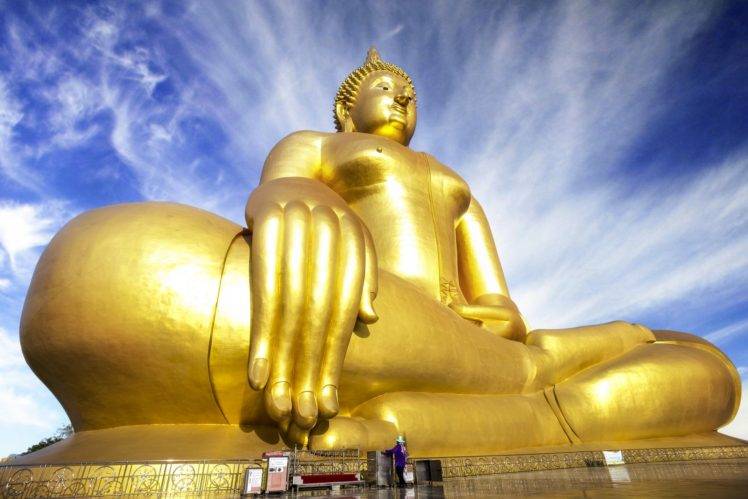 Buddha, Monks, Thailand, Sky HD Wallpaper Desktop Background