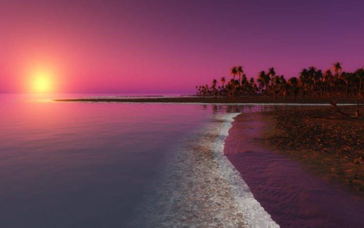 nature, Palm trees, Sea, Beach, Island HD Wallpaper Desktop Background