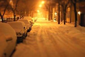 snow, Night, Car