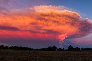 nature, Landscape, Photography, Eruption, Volcano, Sunset, Chile