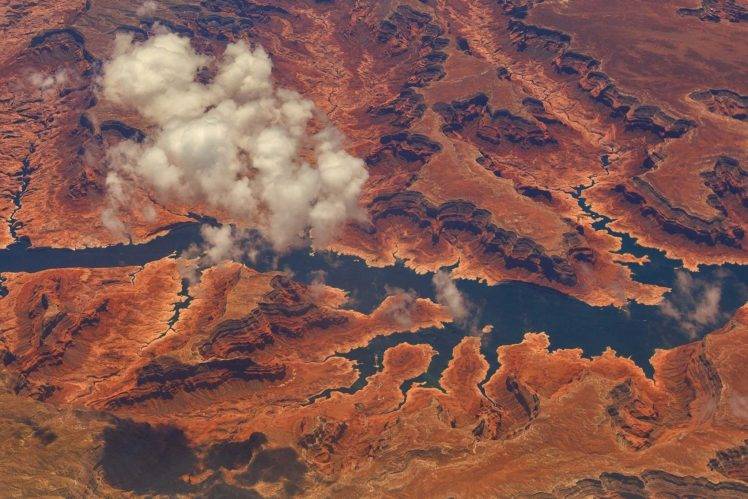 nature, Landscape, Photography, Aerial view, River, Canyon, Desert, Clouds HD Wallpaper Desktop Background