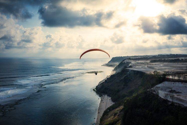 photography, Mountains, Beach, Sea, Paragliding, Atlantic ocean, Trees, Horizon HD Wallpaper Desktop Background