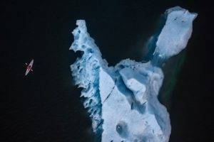 aerial view, Iceberg, Boat, Nature