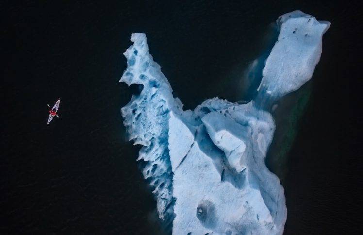 aerial view, Iceberg, Boat, Nature HD Wallpaper Desktop Background