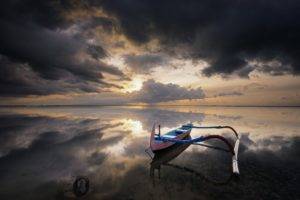 photography, Landscape, Nature, Boat, Reflection, Clouds, Lake Baikal, Transparent background