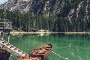 nature, Water, Boat, Trees, Mountains