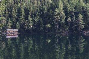 nature, Water, Trees, House, Cabin, Reflection