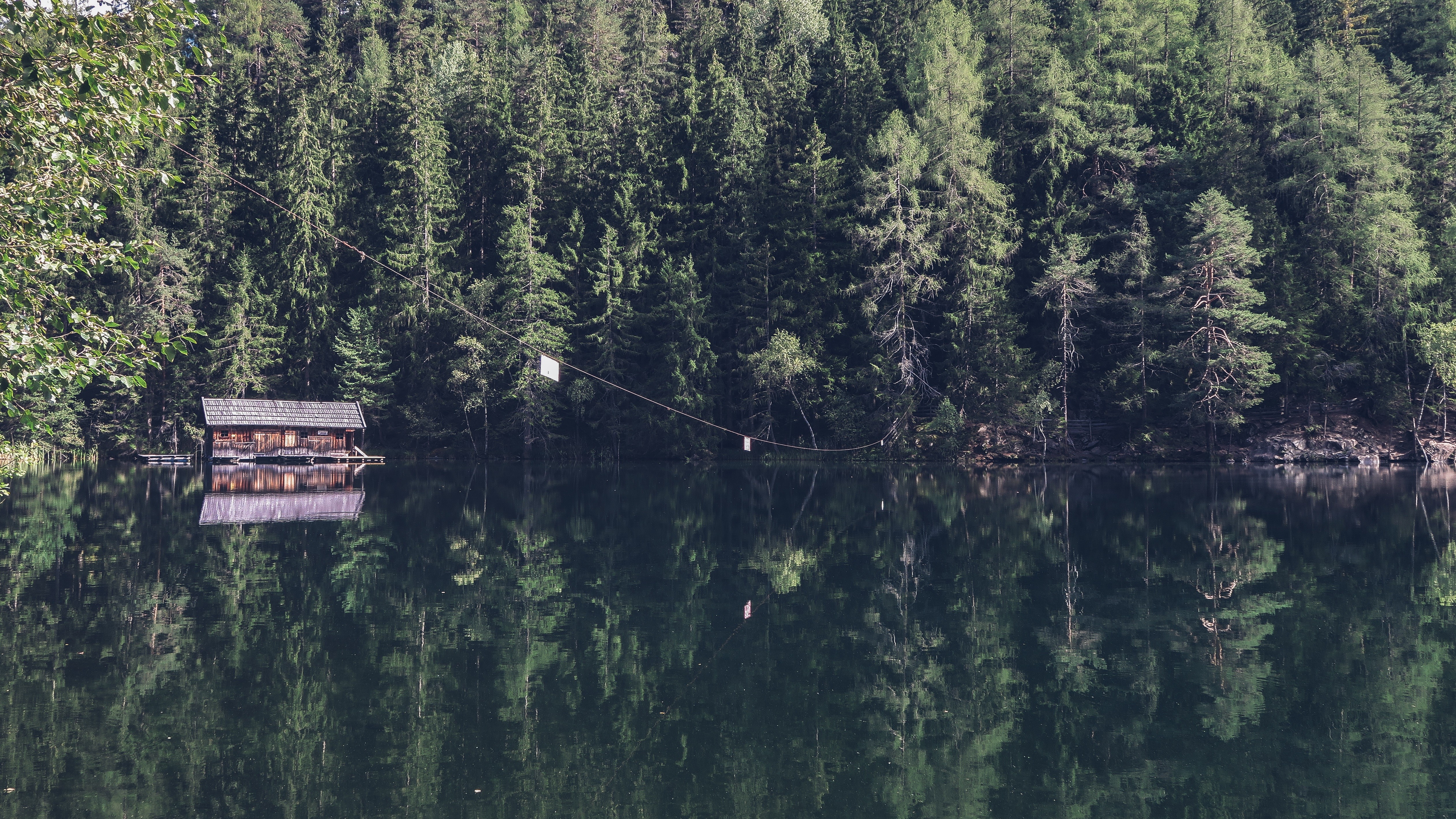 nature, Water, Trees, House, Cabin, Reflection Wallpaper