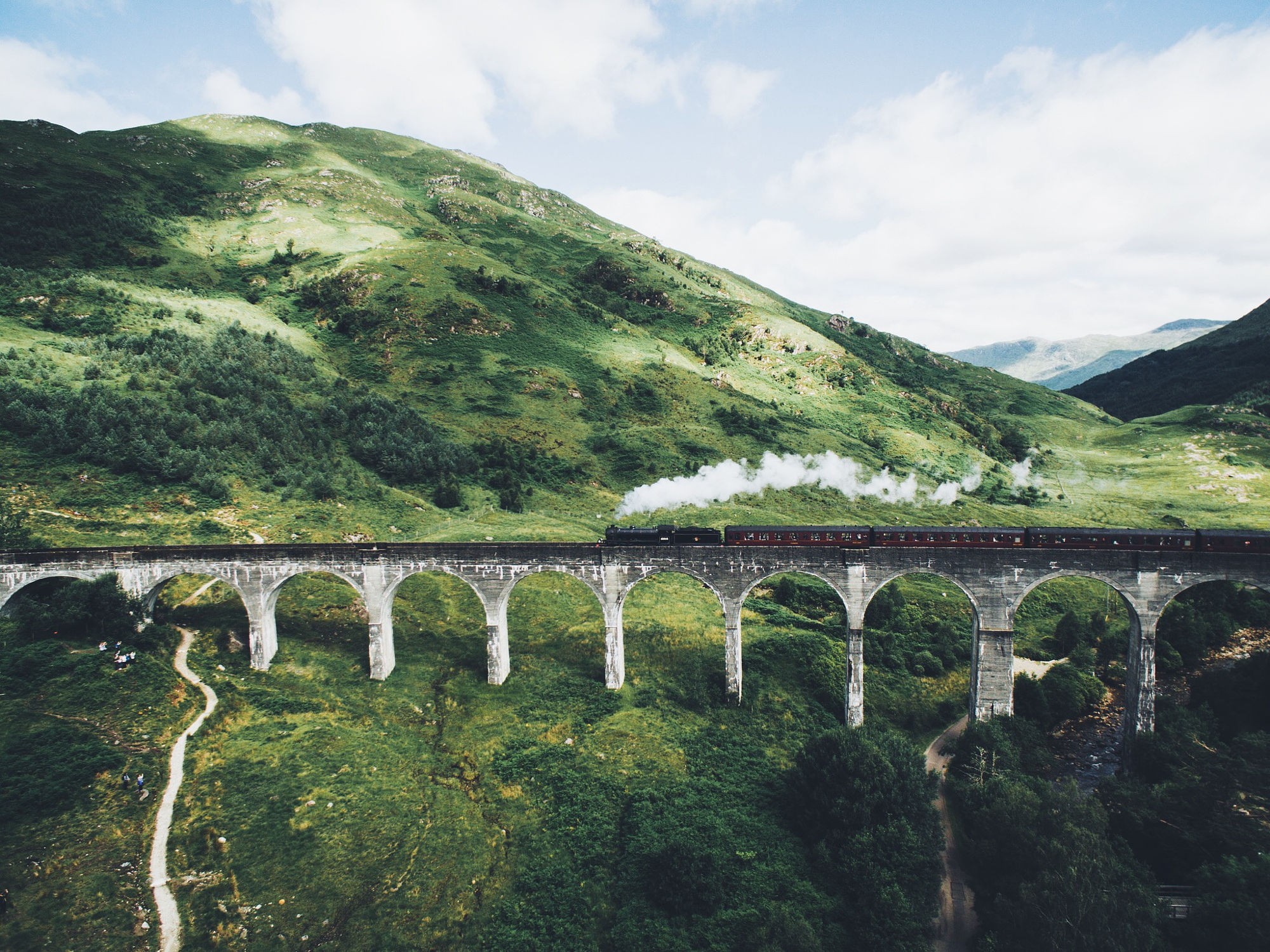 train, Vapor, Landscape, Mountains Wallpaper