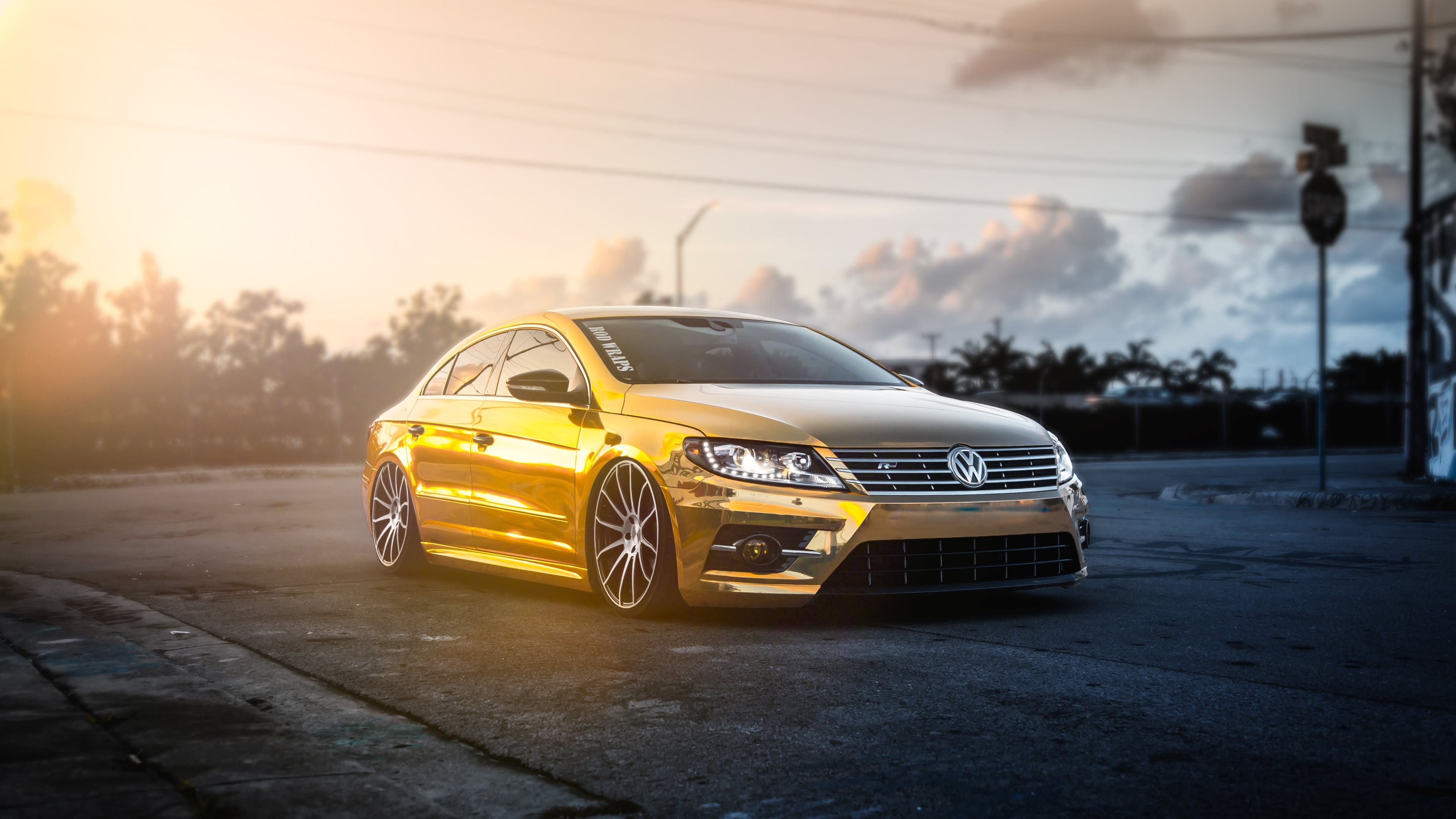 Volkswagen, Car, Gold Wallpaper