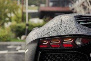 Lamborghini Aventador LP 750 4, Rain, Black cars, Water drops, Lamborghini, Vehicle, Lamborghini Aventador