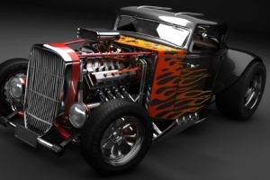 car, Hot Rod, Modified, Muscle cars, Reflection, Chrome