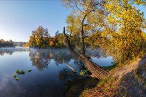 landscape, Photography, Nature, Fall, River, Trees, Reflection, Afternoon, Mist
