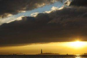 Statue of Liberty, Sky, Sunset