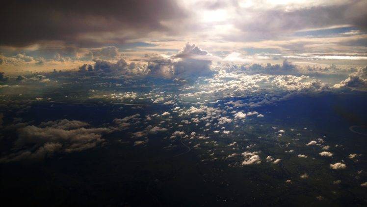 aerial view, Bangladesh, Clouds HD Wallpaper Desktop Background
