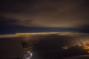 night, Sky, Airplane