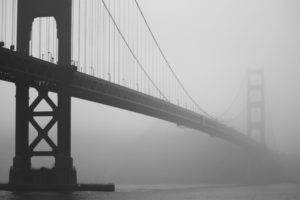 bridge, Mist, Sea, Monochrome, Golden Gate Bridge