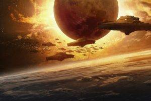 artwork, Apocalyptic, Science fiction, Iron Sky, Movies, Planet, Space, Spaceship