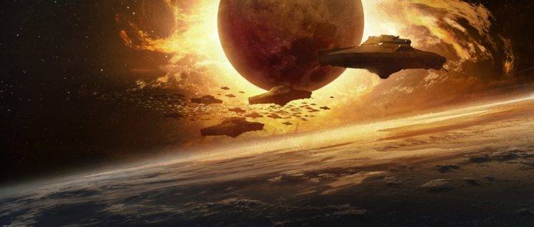 artwork, Apocalyptic, Science fiction, Iron Sky, Movies, Planet, Space, Spaceship HD Wallpaper Desktop Background