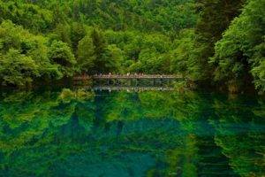 people, Nature, Landscape, Trees, Forest, China, Lake, Water, Bridge, Reflection