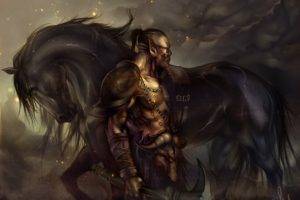 warrior, Artwork, Horse, War, Winter, Fantasy art
