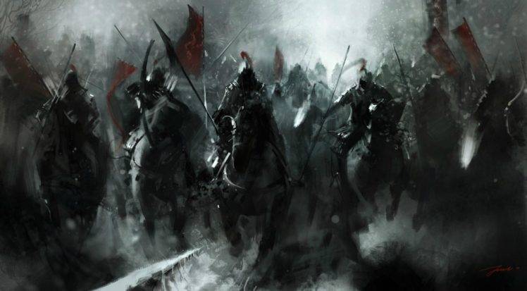 warrior, Artwork, War, Winter, Fantasy art, Horse, Battle, Banner HD Wallpaper Desktop Background