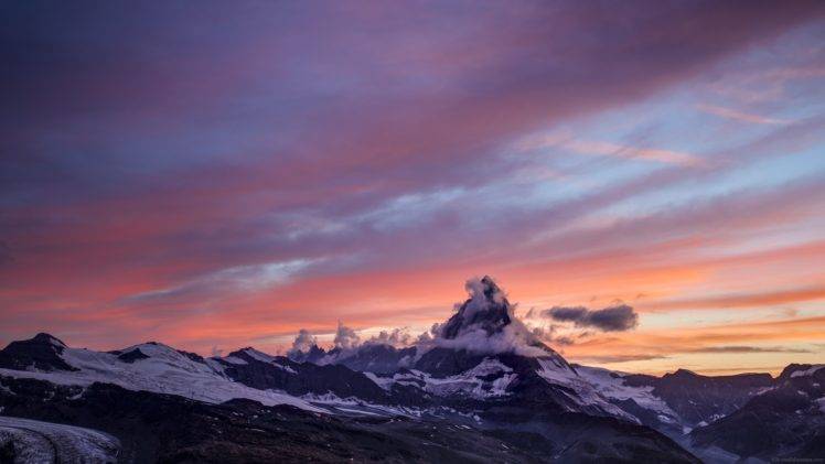 nature, Mountains, Matterhorn, Sunset HD Wallpaper Desktop Background