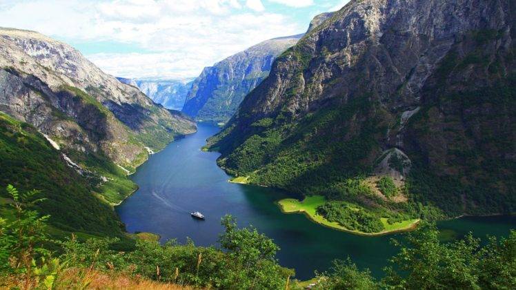 photography, Nature, Landscape, Fjord, Mountains, Boat, Norway HD Wallpaper Desktop Background