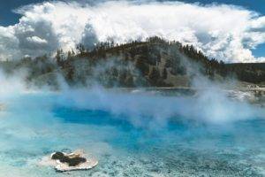 clouds, Mist, Yellowstone National Park, Spring, Springs