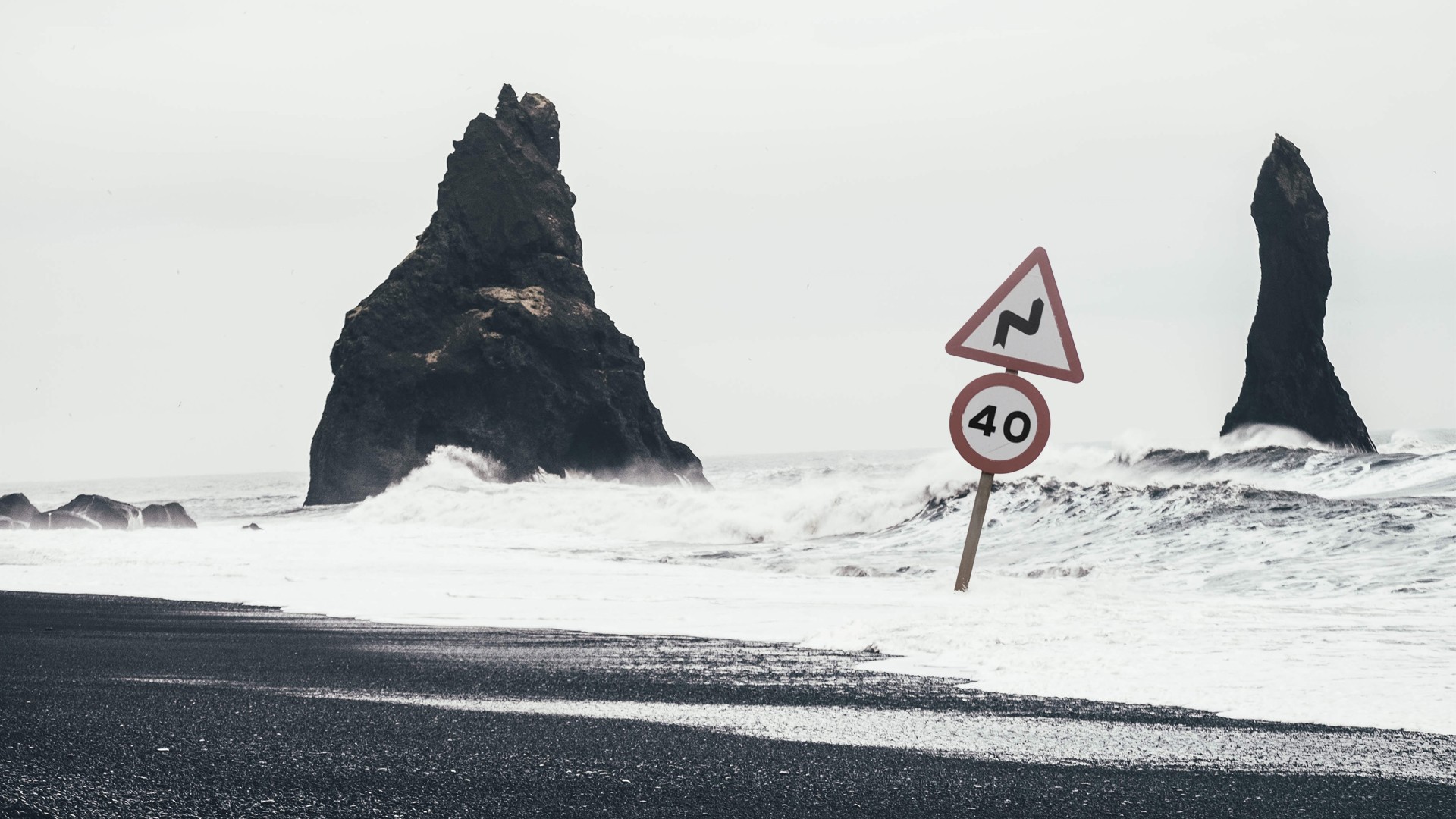 beach, Sign, Waves Wallpaper