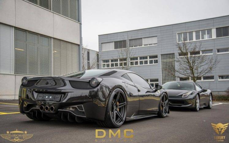 car, Ferrari, Ferrari 458 Italia, DMC, DMC Ferrari 458 Italia Elegante, Black cars HD Wallpaper Desktop Background