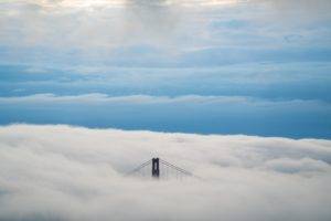 aerial view, Bridge, Clouds